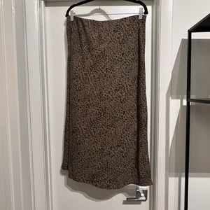 Satin MIDI Skirt Leopard Print